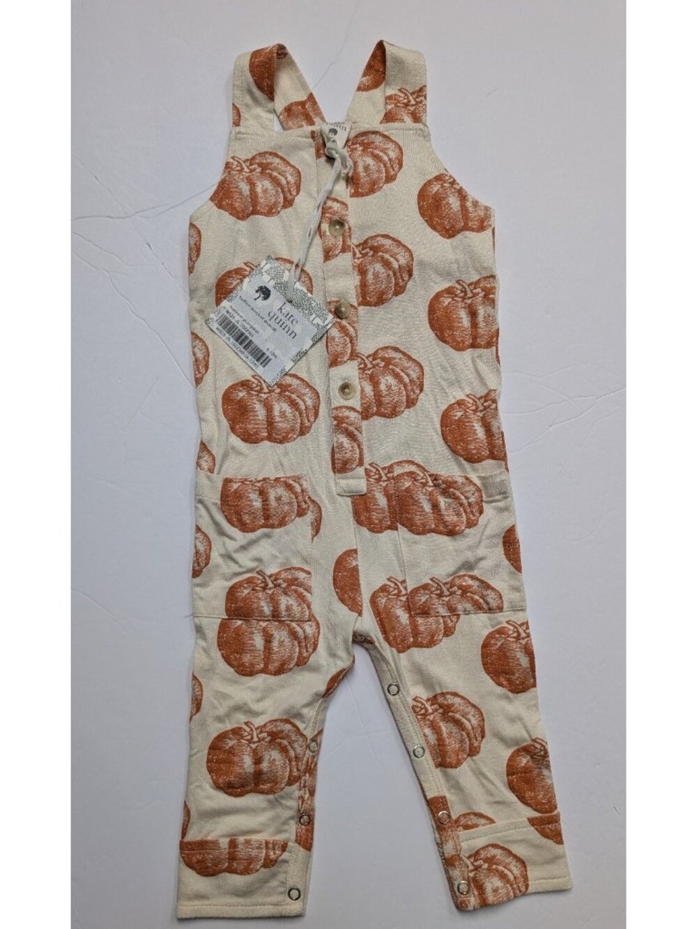 Kate Quinn Bamboo Harvest Pumpkin Jumpsuit Overalls 6-12 Spooky Halloween